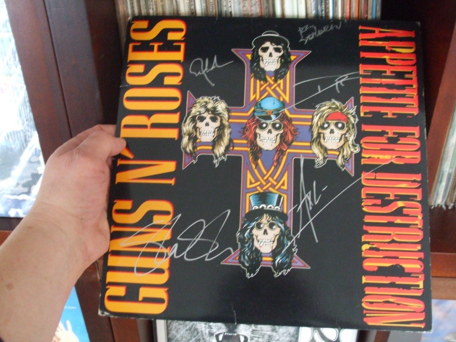 popsike.com - Fully Signed in Silver Guns N Roses Appetite For Destruction  Vinyl LP Original - auction details