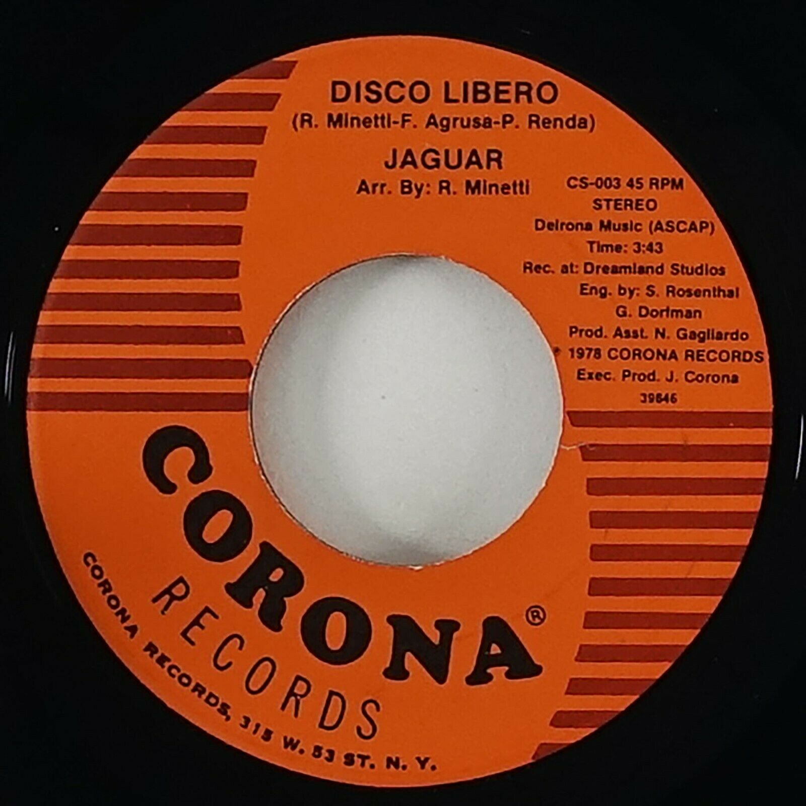 popsike.com - Jaguar "Disco Libero" Obscure Cosmic Synth Disco Funk 45  Corona HEAR - auction details